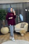 33679 Rubber Baskılı Ve Etiketli Sweat Bordo